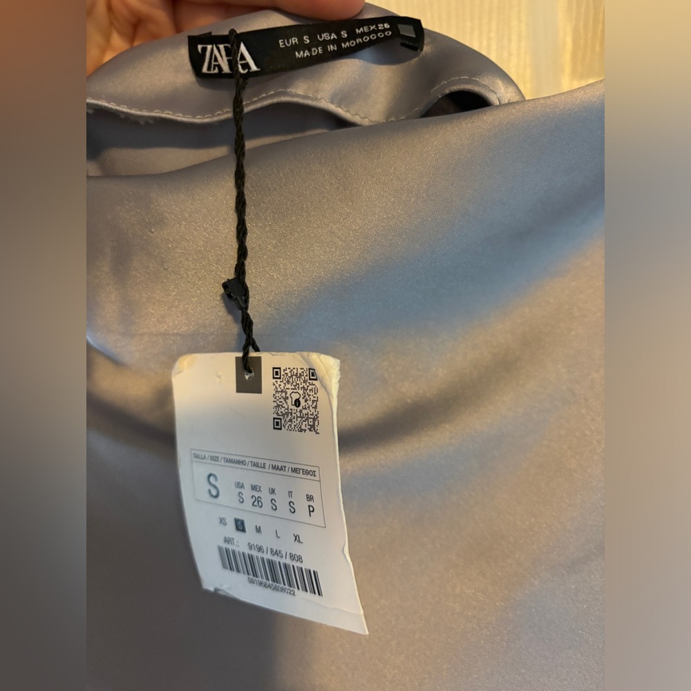 ๐(NWOT) ZARA Bloggers Fav Satin Cowl Neck Midi Dress w/ Rhinestone Straps. SMALL - Picture 11 of 12